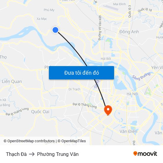 Thạch Đà to Phường Trung Văn map