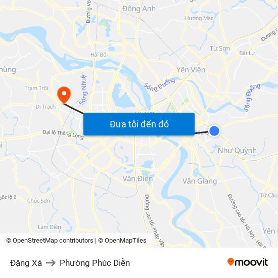 Đặng Xá to Phường Phúc Diễn map