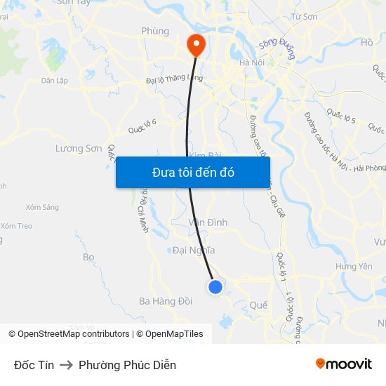 Đốc Tín to Phường Phúc Diễn map