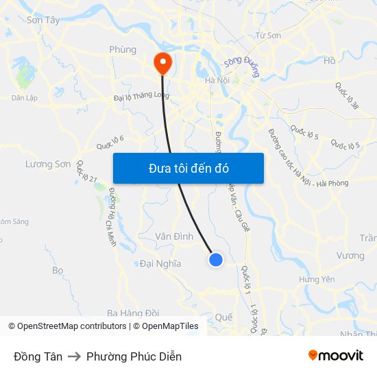 Đồng Tân to Phường Phúc Diễn map