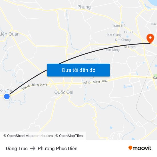 Đồng Trúc to Phường Phúc Diễn map