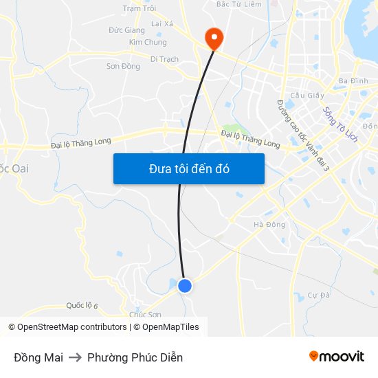 Đồng Mai to Phường Phúc Diễn map