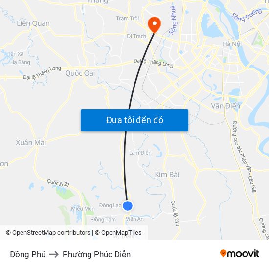 Đồng Phú to Phường Phúc Diễn map