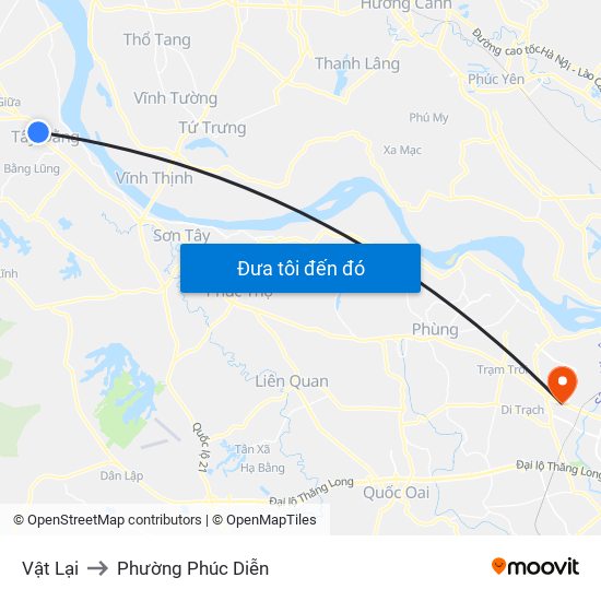 Vật Lại to Phường Phúc Diễn map