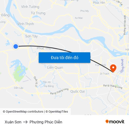 Xuân Sơn to Phường Phúc Diễn map