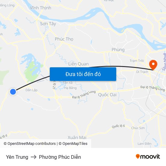 Yên Trung to Phường Phúc Diễn map