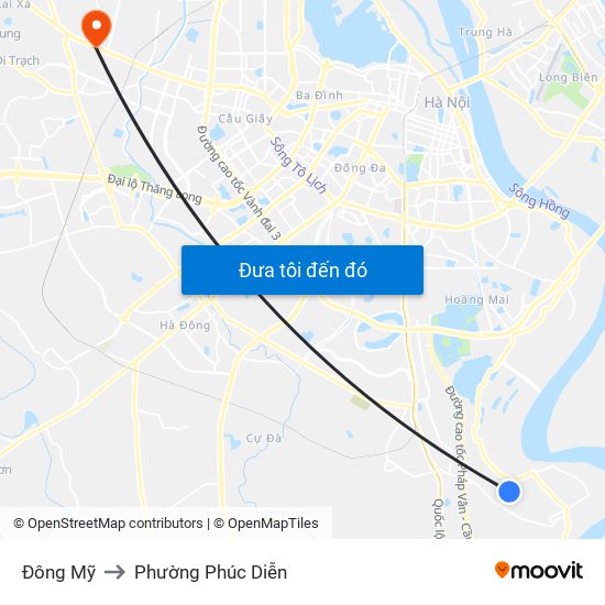 Đông Mỹ to Phường Phúc Diễn map