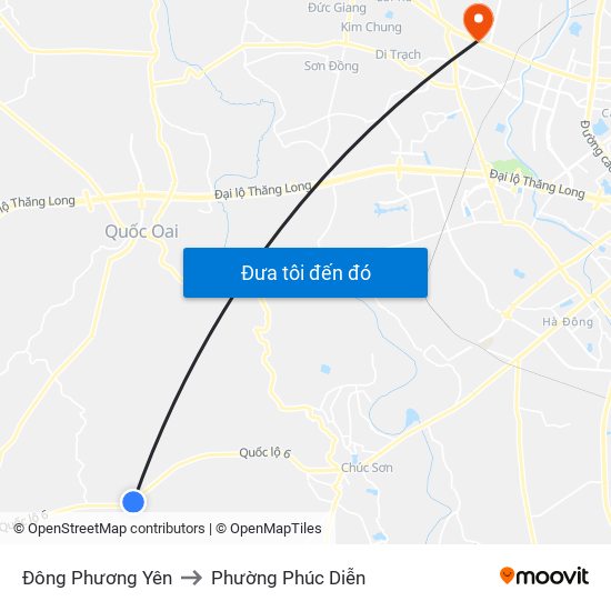 Đông Phương Yên to Phường Phúc Diễn map