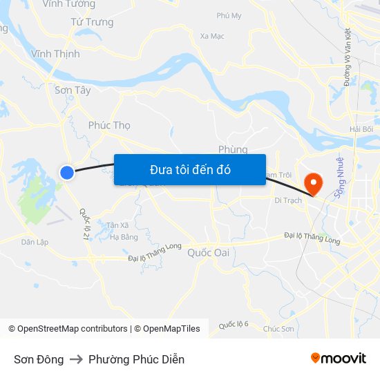 Sơn Đông to Phường Phúc Diễn map