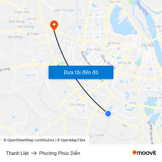 Thanh Liệt to Phường Phúc Diễn map