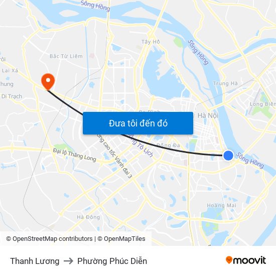 Thanh Lương to Phường Phúc Diễn map