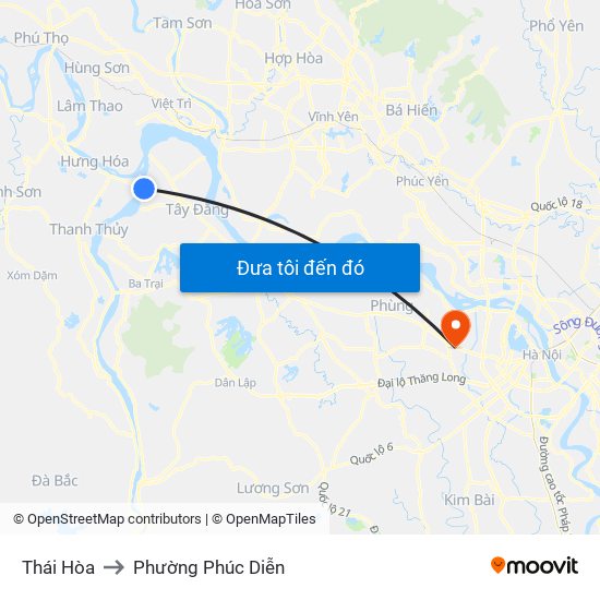 Thái Hòa to Phường Phúc Diễn map