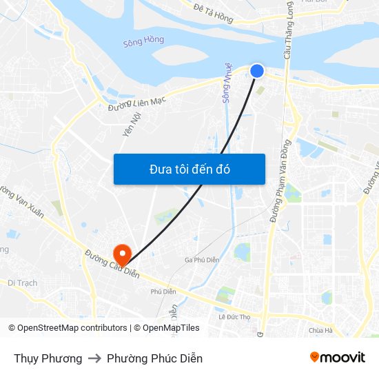 Thụy Phương to Phường Phúc Diễn map