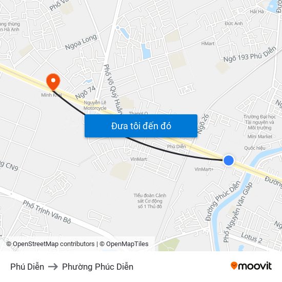 Phú Diễn to Phường Phúc Diễn map