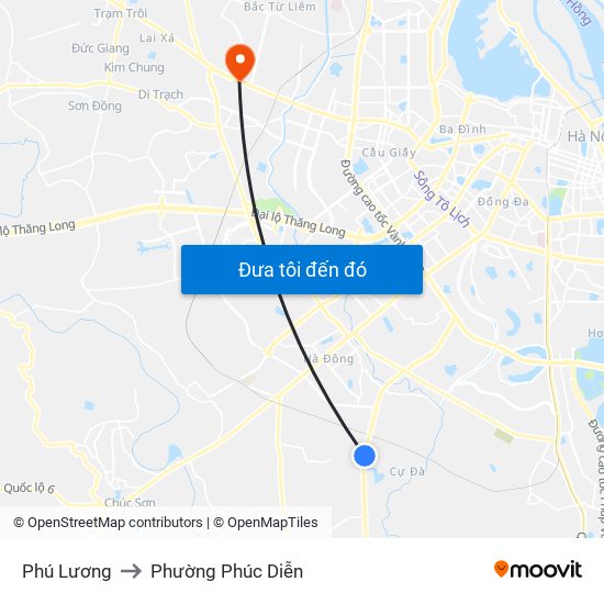 Phú Lương to Phường Phúc Diễn map