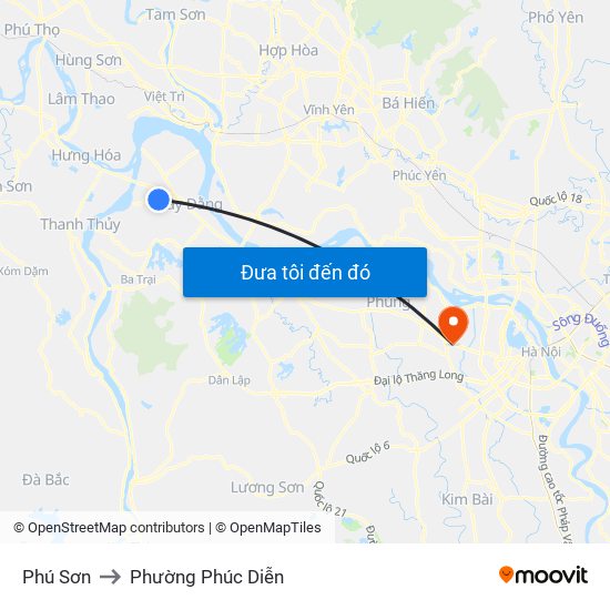 Phú Sơn to Phường Phúc Diễn map