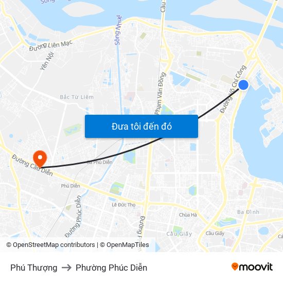 Phú Thượng to Phường Phúc Diễn map