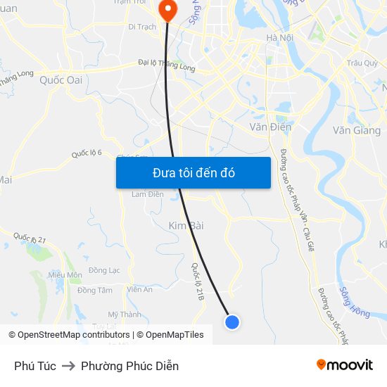 Phú Túc to Phường Phúc Diễn map