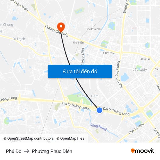 Phú Đô to Phường Phúc Diễn map