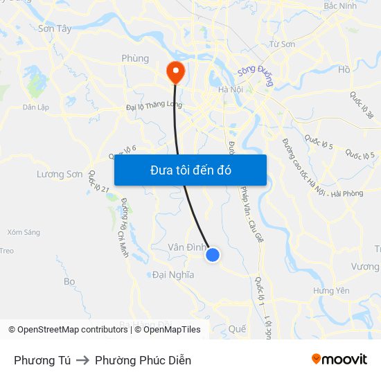 Phương Tú to Phường Phúc Diễn map