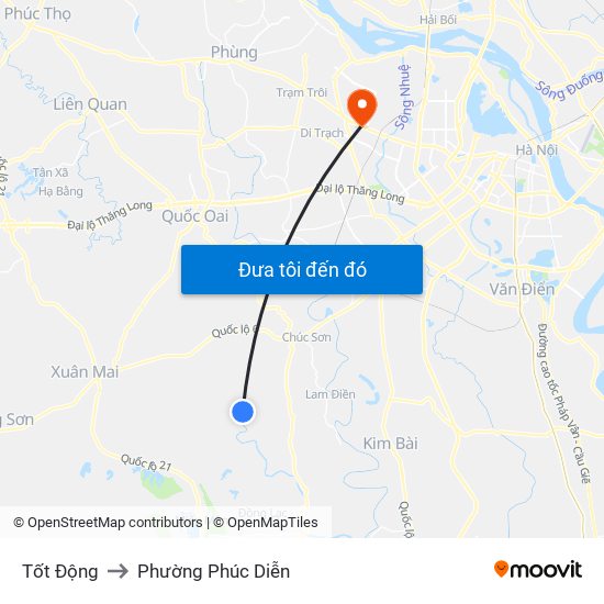 Tốt Động to Phường Phúc Diễn map