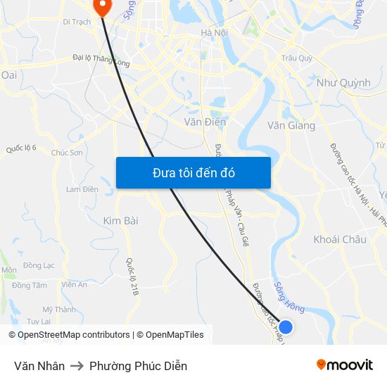 Văn Nhân to Phường Phúc Diễn map