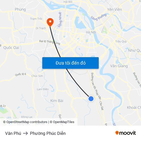 Văn Phú to Phường Phúc Diễn map