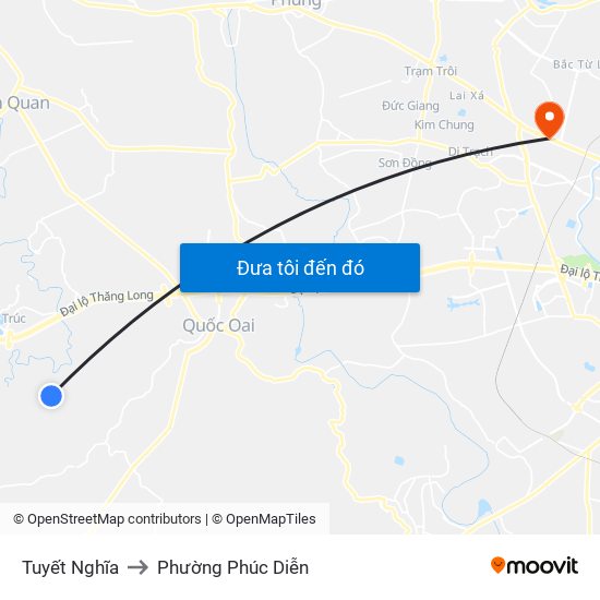 Tuyết Nghĩa to Phường Phúc Diễn map