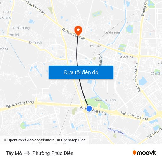 Tây Mỗ to Phường Phúc Diễn map