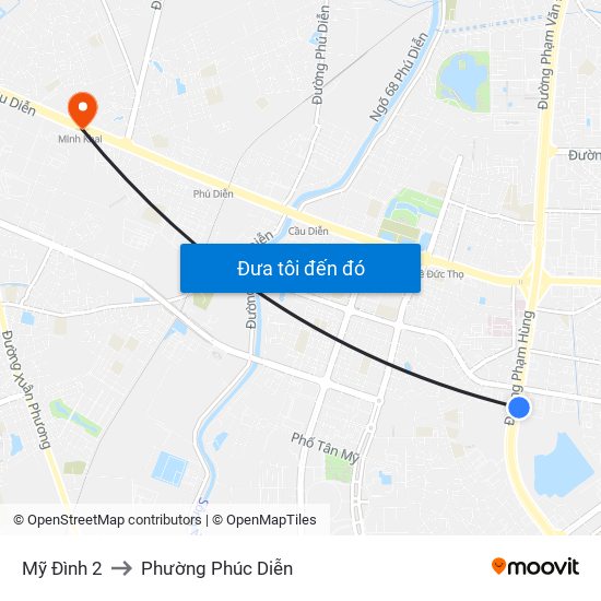 Mỹ Đình 2 to Phường Phúc Diễn map