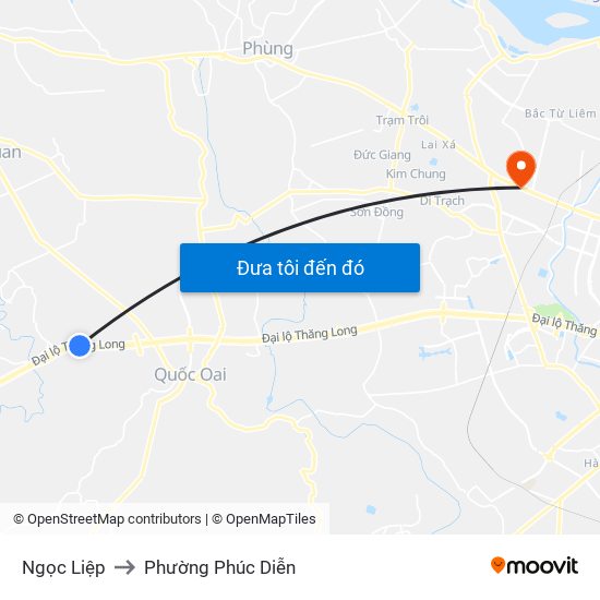 Ngọc Liệp to Phường Phúc Diễn map