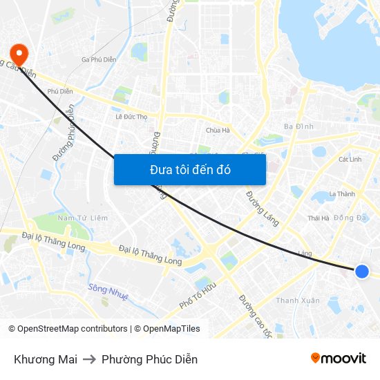 Khương Mai to Phường Phúc Diễn map