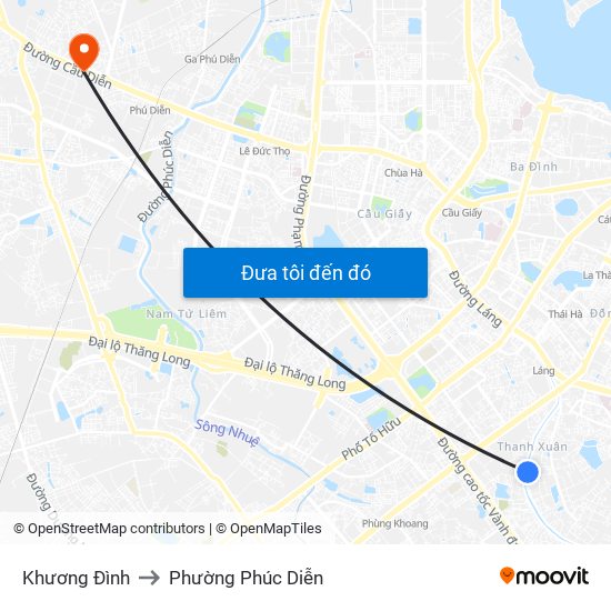 Khương Đình to Phường Phúc Diễn map