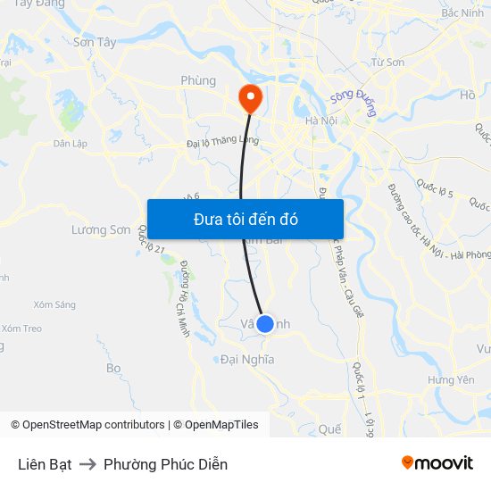 Liên Bạt to Phường Phúc Diễn map