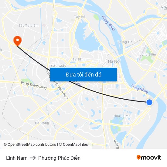 Lĩnh Nam to Phường Phúc Diễn map