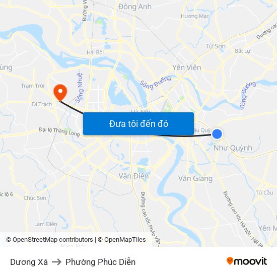 Dương Xá to Phường Phúc Diễn map