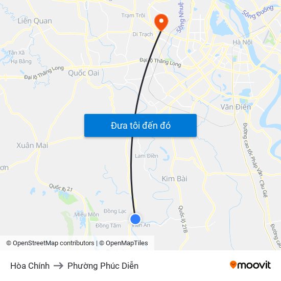 Hòa Chính to Phường Phúc Diễn map