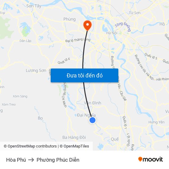 Hòa Phú to Phường Phúc Diễn map