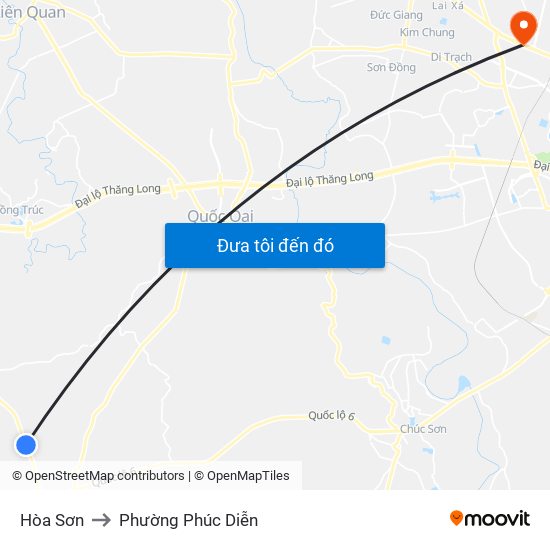 Hòa Sơn to Phường Phúc Diễn map
