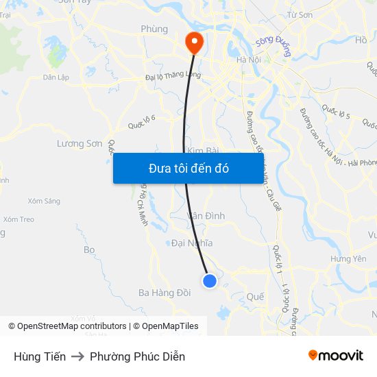 Hùng Tiến to Phường Phúc Diễn map