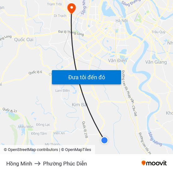 Hồng Minh to Phường Phúc Diễn map