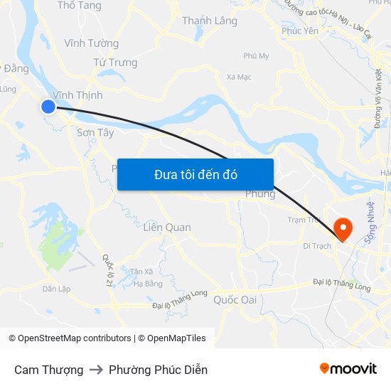 Cam Thượng to Phường Phúc Diễn map