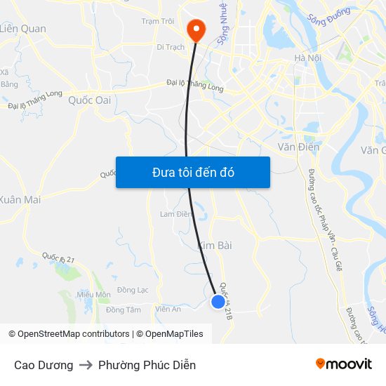 Cao Dương to Phường Phúc Diễn map