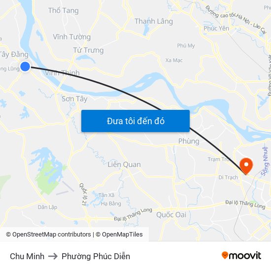 Chu Minh to Phường Phúc Diễn map