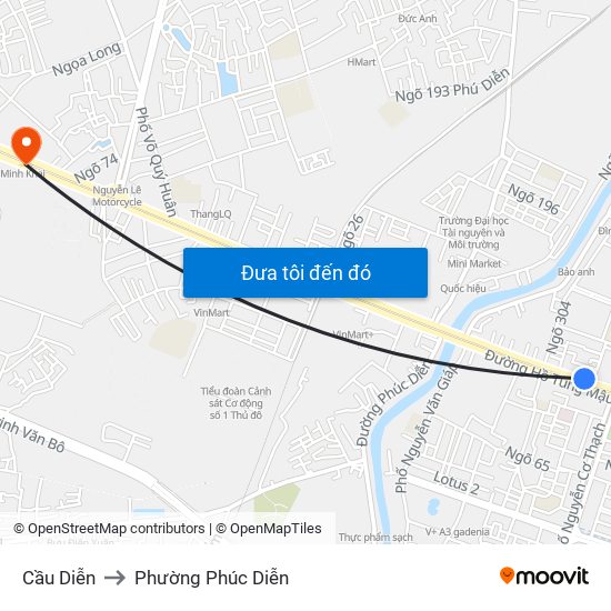 Cầu Diễn to Phường Phúc Diễn map