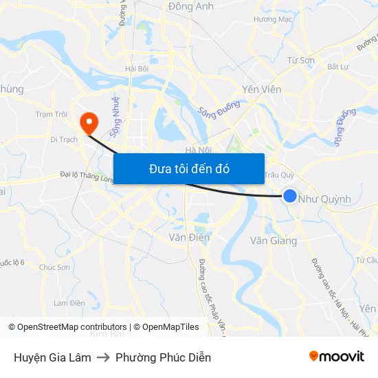 Huyện Gia Lâm to Phường Phúc Diễn map