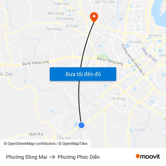 Phường Đồng Mai to Phường Phúc Diễn map