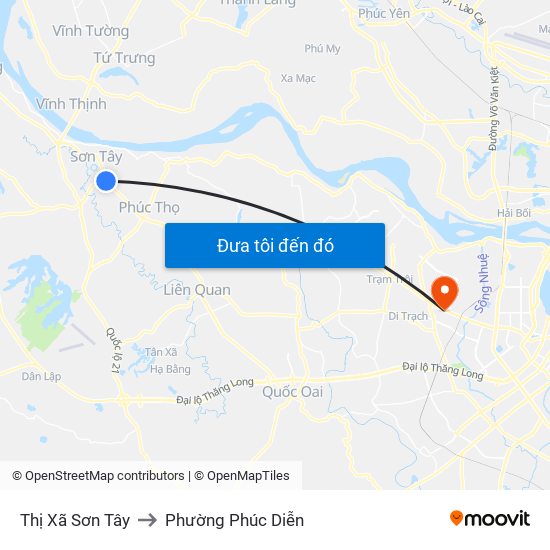 Thị Xã Sơn Tây to Phường Phúc Diễn map