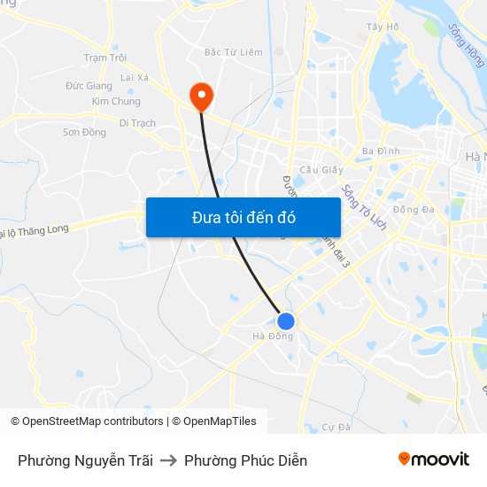 Phường Nguyễn Trãi to Phường Phúc Diễn map