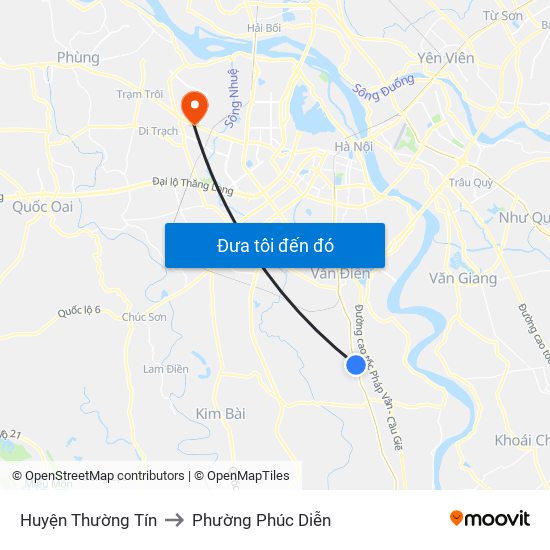 Huyện Thường Tín to Phường Phúc Diễn map